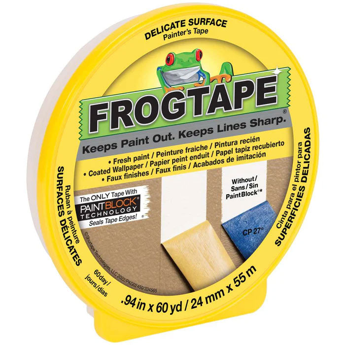 Ruban pour peintre de surfaces délicates FrogTape® - Jaune - 1,5" x 180'