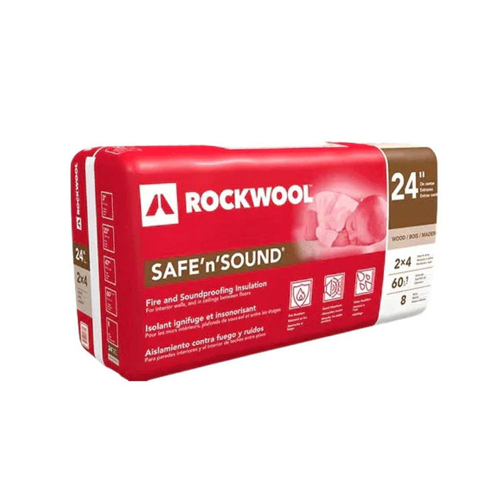 3" x 23" x 47" Rockwool SAFE'n'SOUND Stone Wool Batt Insulation For Wood Studs (60.1 square feet coverage)