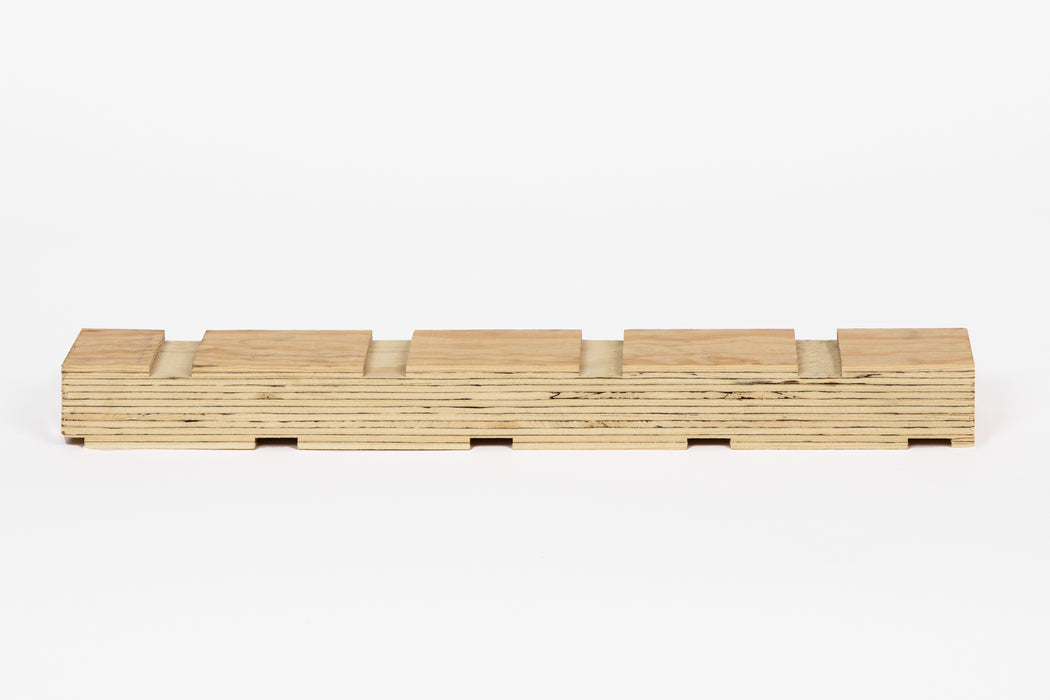 Close detail of HighFlow LVL batten grooved face showing continuous ventilation channel
