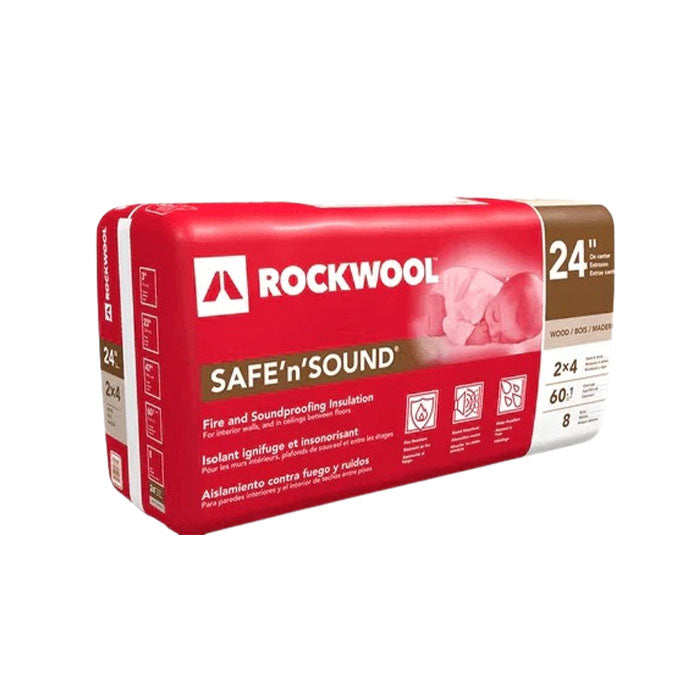 3" x 23" x 47" Rockwool SAFE'n'SOUND Stone Wool Batt Insulation -(60.1 square foot coverage) - Warehoos