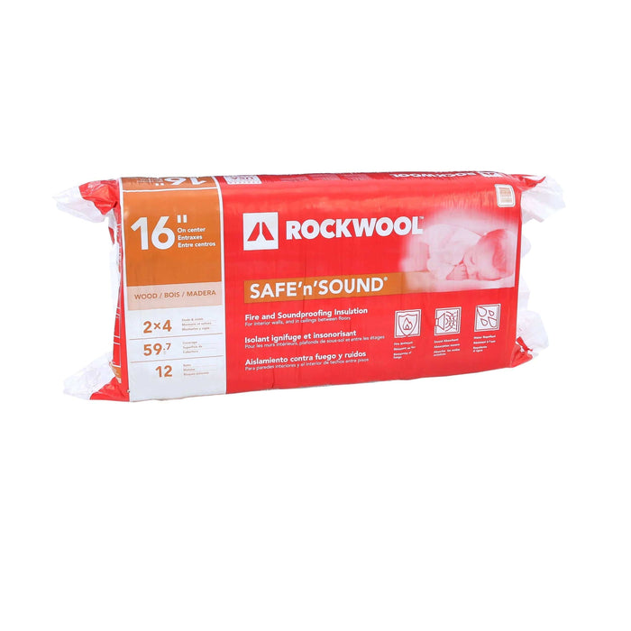 3" x 15.25" x 47" Rockwool SAFE'n'SOUND Stone Wool Batt Insulation -(59.8 square foot coverage) - Warehoos
