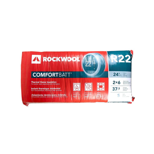 Rockwool Comfortbatt® R22 x 24" Mineral Wool Batt Insulation (37.5 sqft) - Warehoos